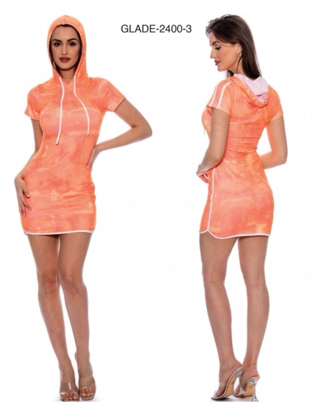 True Rock Hooded Mini Dress - Orange  - Large